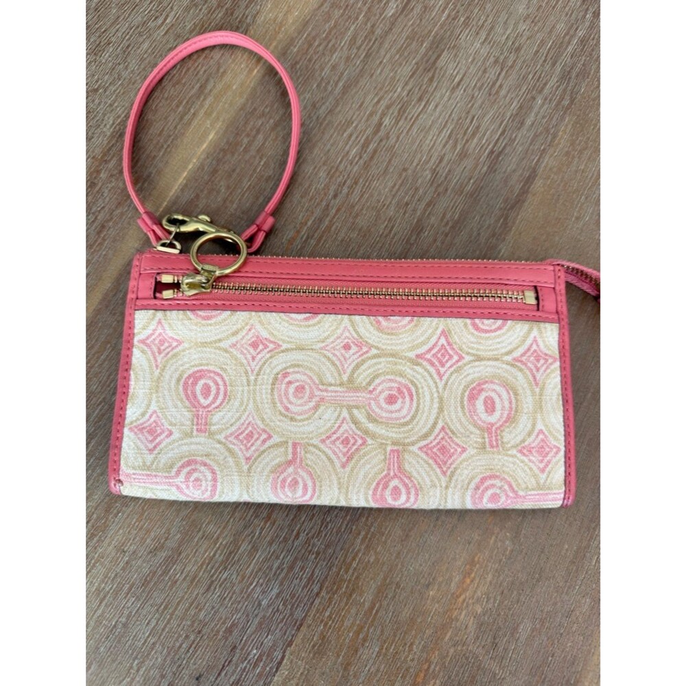 RARE Coach Audrey Op Art Swirl Pink Wristlet Wallet